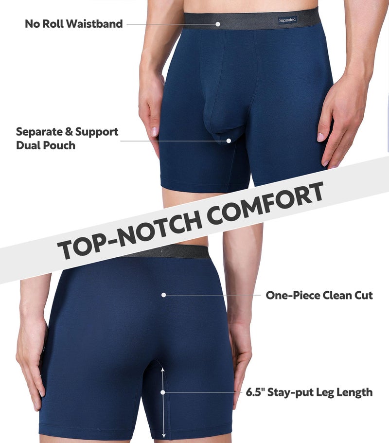 Separatec Mens Underwear with Pouch Moisture Wicking Rayon Made From Bamboo Underwear Men Breathable Boxer Briefs 3 or 6 Pack(XXL, Black/Dark Gray/Navy Blue) - Image 5